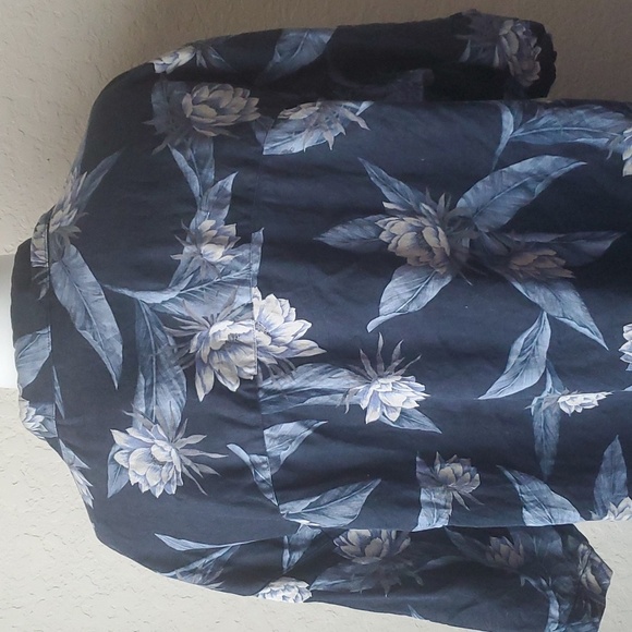Bermuda Bay Blue Silk Men's XL Floral Short Sleeve Pocket Shirt - Picture 6 of 14